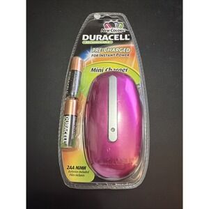 DURACELL Battery Charger 2 Rechargeable - Pink & 2 AA NiMH Batteries Brand New